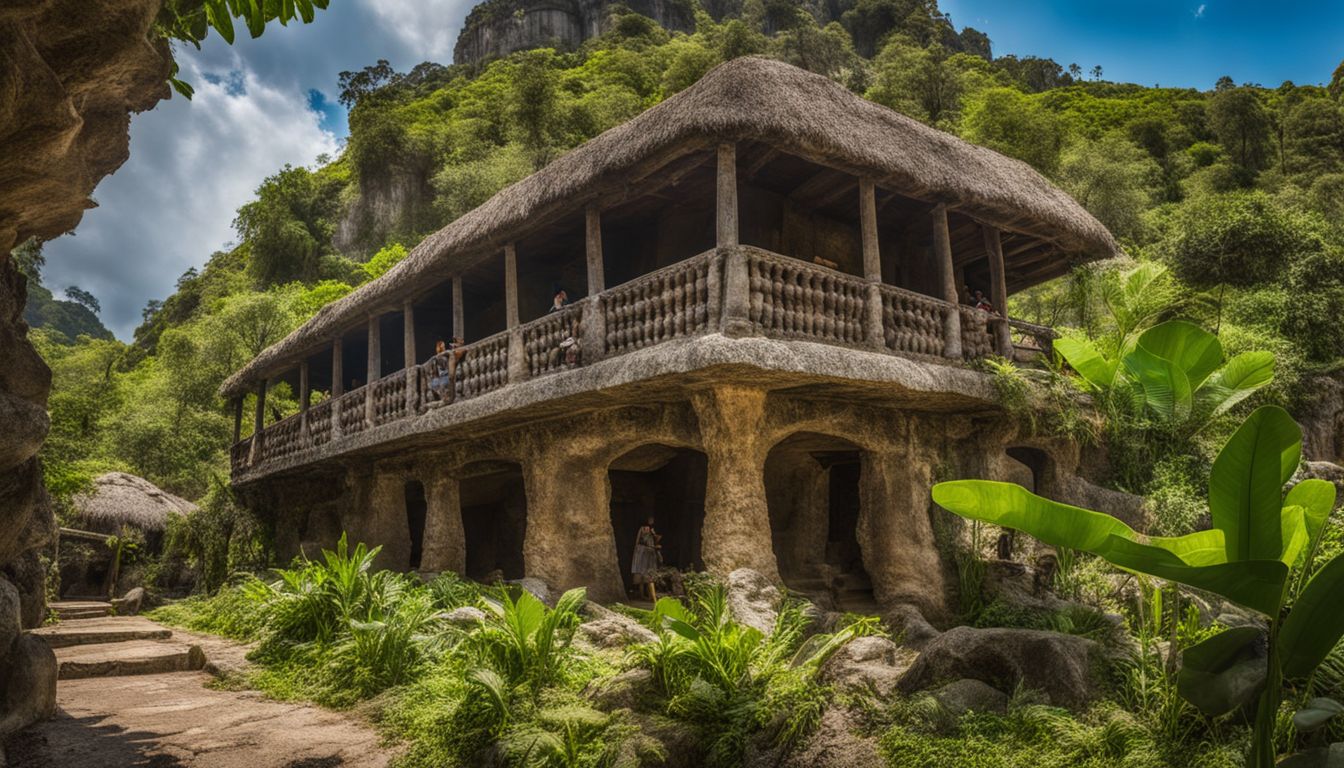 Ein Foto des Cueva Pintada Museums umgeben von grünen Gärten.