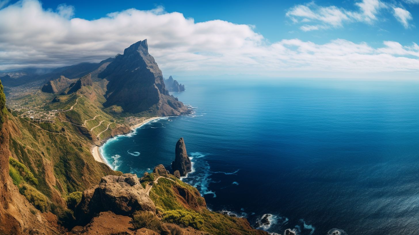 Panoramablick auf Cabo Girão Klippe und das weite Meer.