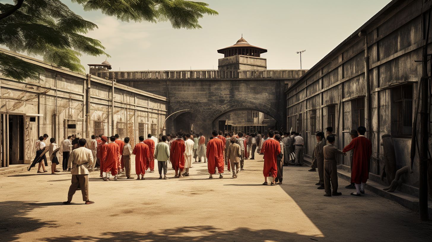 Besucher sind in der historischen Atmosphäre des Seodaemun-Gefängnisses vertieft.