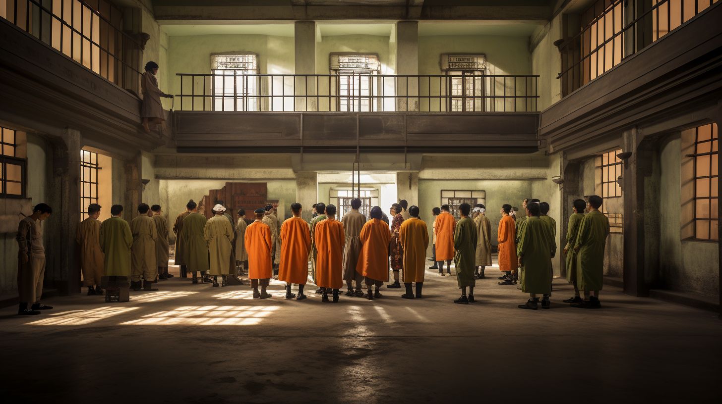 Besucher sind in der historischen Atmosphäre des Seodaemun-Gefängnisses vertieft.