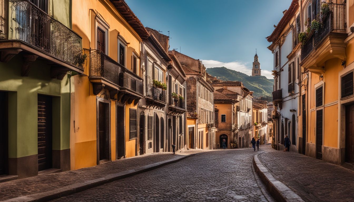 Panoramablick auf die historischen Straßen von Vegueta mit charmantem Architektur und lebendiger Atmosphäre.