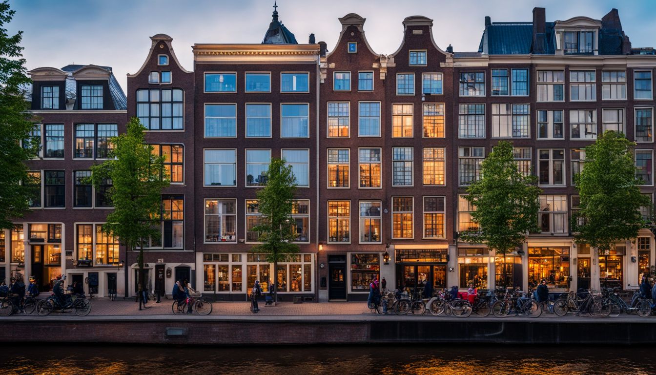 Eine Aufnahme des Anne-Frank-Hauses und der umliegenden historischen Gebäude in Amsterdam.