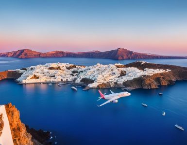wie lange fliegt man nach santorini